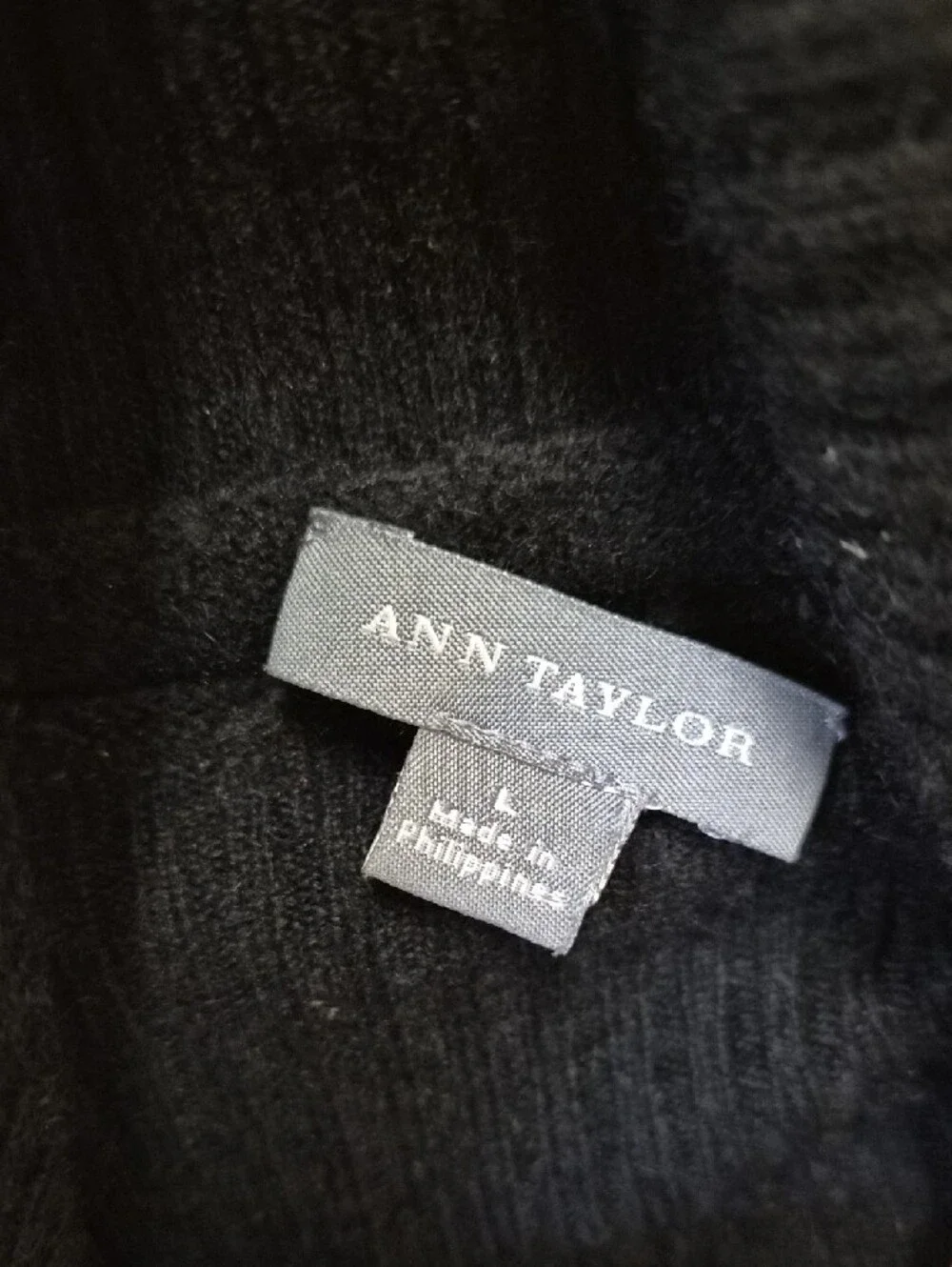 Ann Taylor Black Turtleneck Sweater - Ribbed Trim Size L